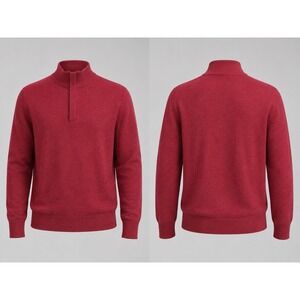Alan Flusser SWEATER MENS MEDIUM  1/4 Zip Pullover  MAROON  Merino Wool